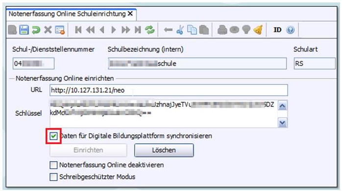 Daten für Digitale Bildungsplattform synchronisieren