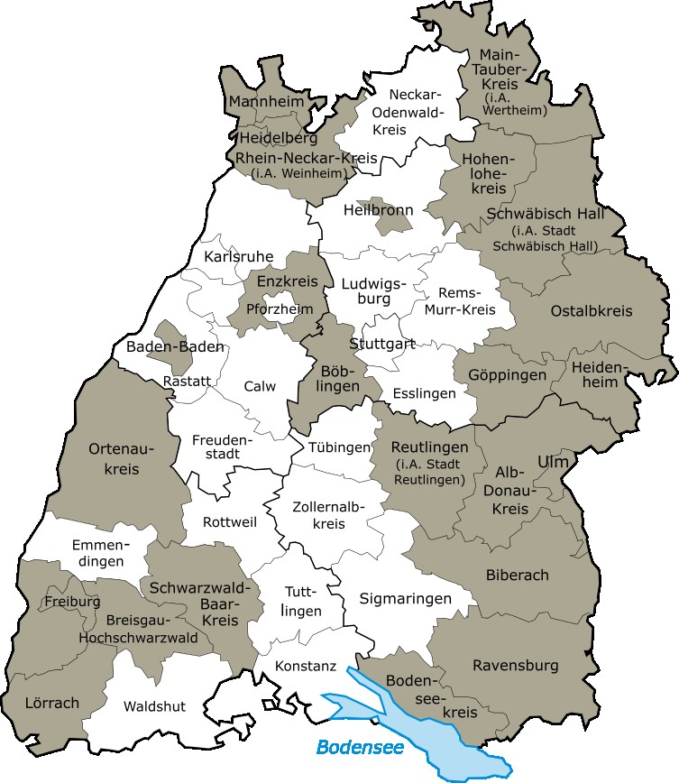 Hier ist die Themenlandkarte Erwachsenenbildung zu sehen. Eingefärbt sind alle Bildungsregionen, die in diesem Bereich aktiv sind.