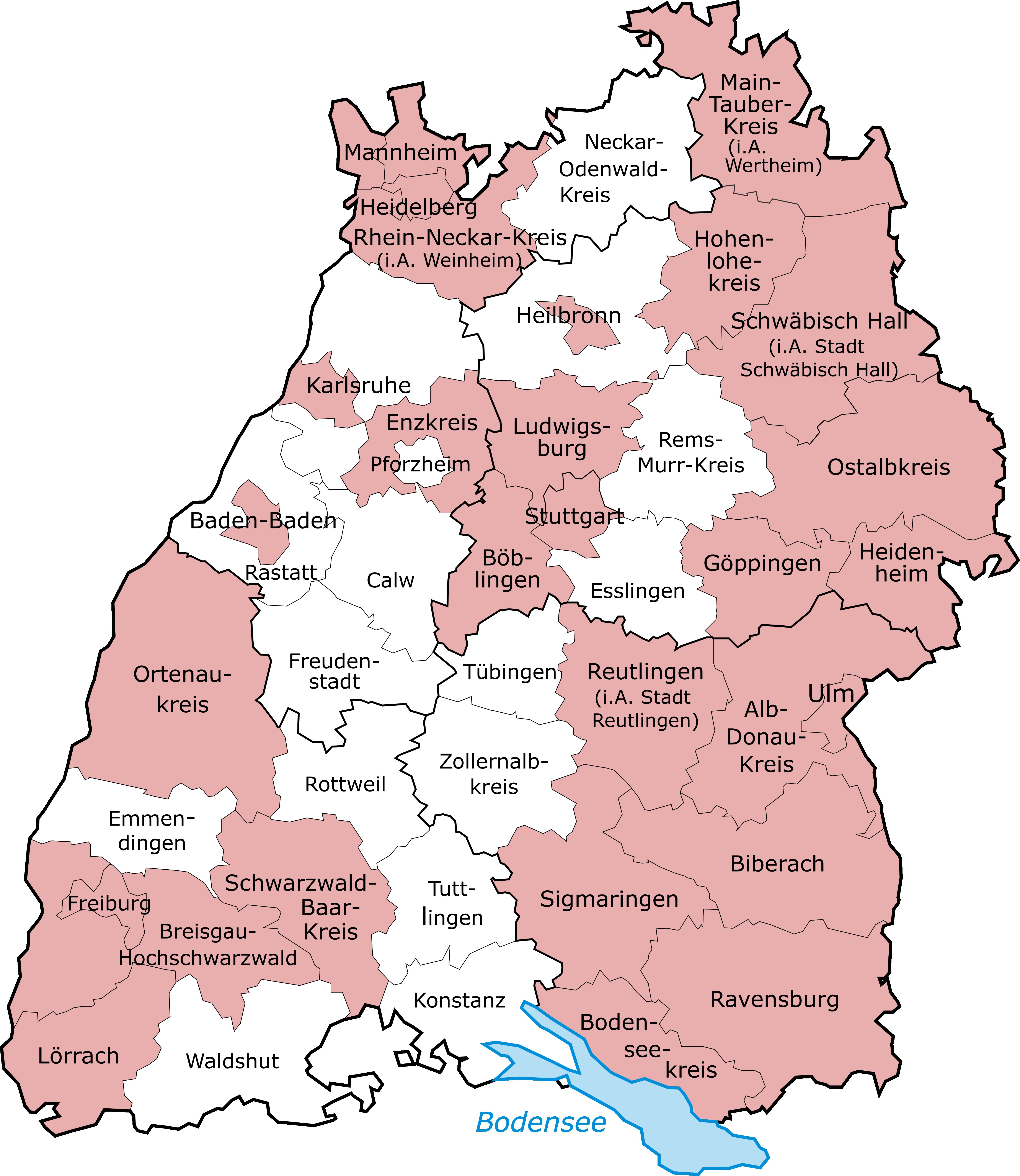 Hier ist die Themenlandkarte Zusammenarbeit mit Eltern zu sehen. Eingefärbt sind alle Bildungsregionen, die in diesem Bereich aktiv sind.