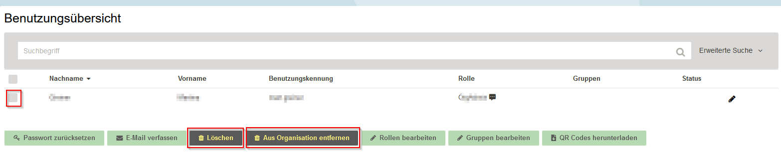 Lehrkraft entfernen oder löschen