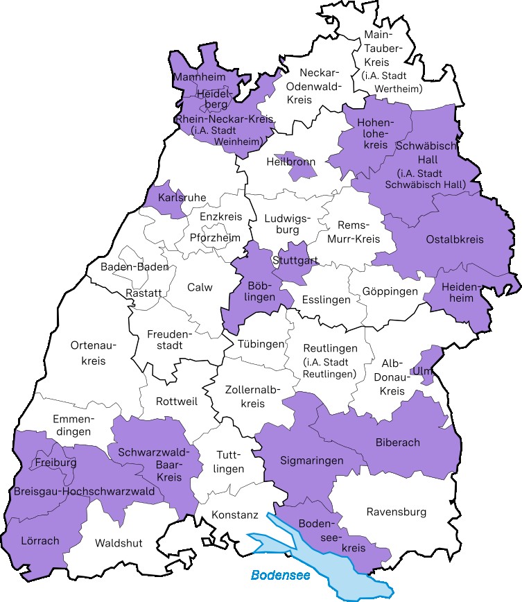 Themenlandkarte Inklusion Hier ist die Themenlandkarte Inklusion zu sehen. Eingefärbt sind alle Bildungsregionen, die in diesem Bereich aktiv sind.