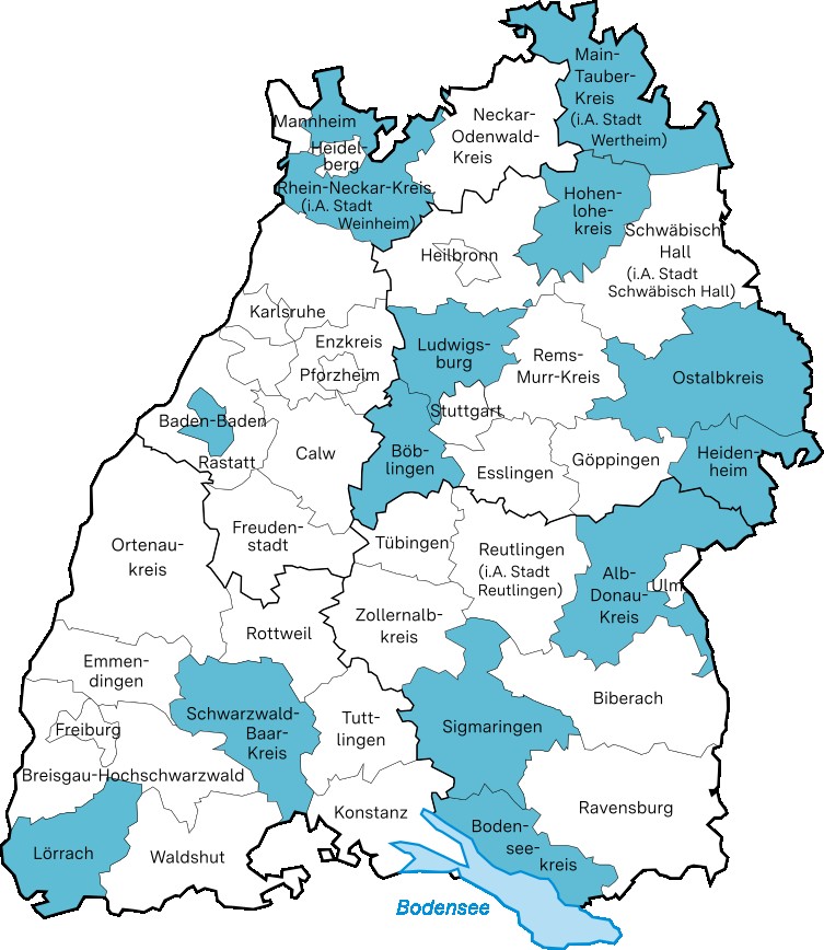 Hier ist die Themenlandkarte MINT-Bildung zu sehen. Eingefärbt sind alle Bildungsregionen, die in diesem Bereich aktiv sind.