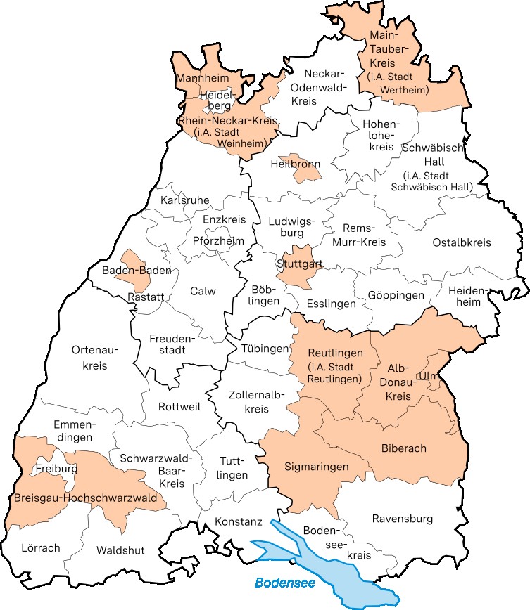 Hier ist die Themenlandkarte Ganztagsschule zu sehen. Eingefärbt sind alle Bildungsregionen, die in diesem Bereich aktiv sind.