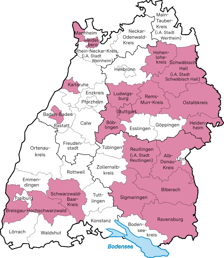 Themenlandkarte Mentoring Hier ist die Themenlandkarte Mentoring zu sehen. Eingefärbt sind alle Bildungsregionen, die in diesem Bereich aktiv sind.