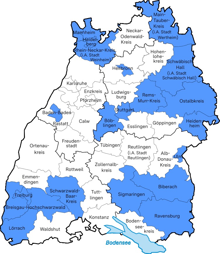 Hier ist die Themenlandkarte Bildungsmonitoring zu sehen. Eingefärbt sind alle Bildungsregionen, die in diesem Bereich aktiv sind.