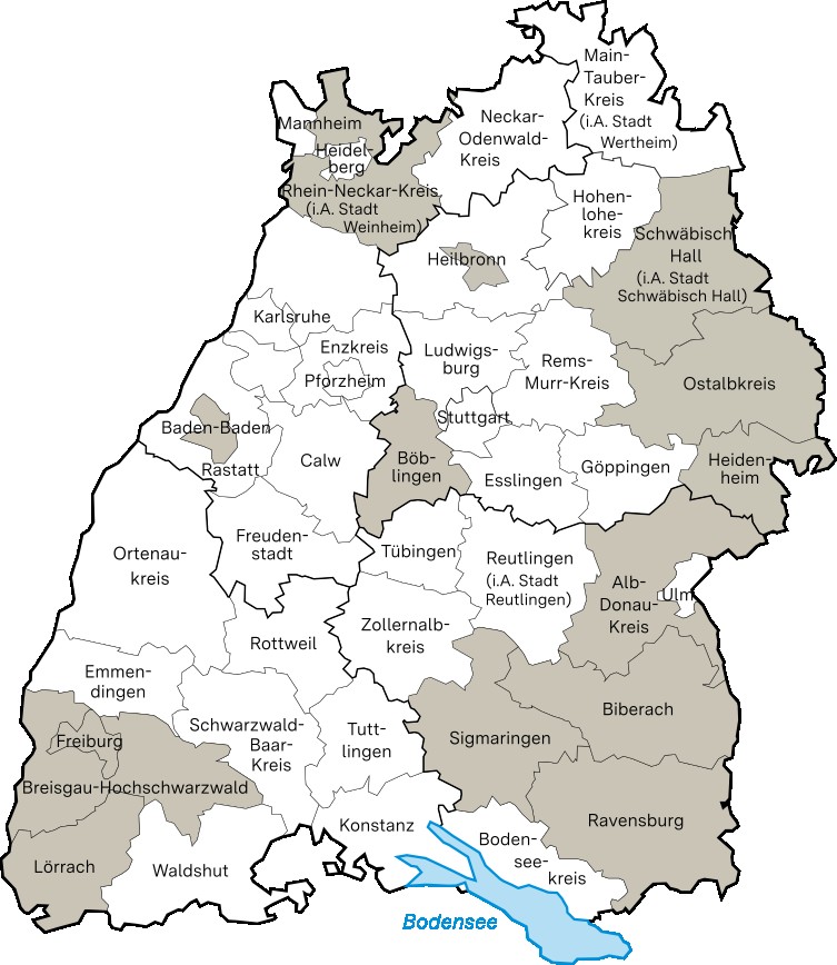 Themenlandkarte Prävention Hier ist die Themenlandkarte Prävention zu sehen. Eingefärbt sind alle Bildungsregionen, die in diesem Bereich aktiv sind.