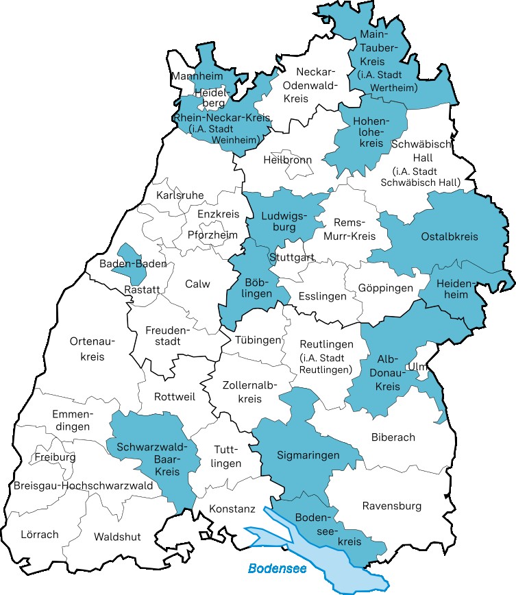 Hier ist die Themenlandkarte MINT-Bildung zu sehen. Eingefärbt sind alle Bildungsregionen, die in diesem Bereich aktiv sind.