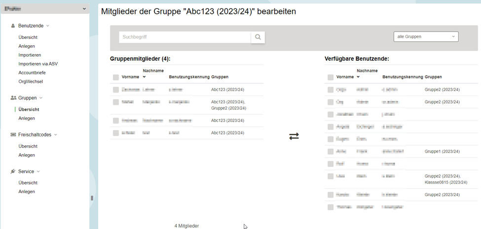 Zuordnung Benutzende zu Gruppe prüfen