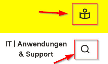 Bild mit Lupe für Suchfunktion und Hinweis Seiten in zu Leichter Sprache