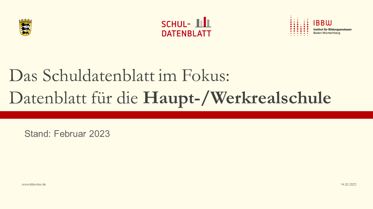Im Videobeitrag stellt Dr. Ulrike Rangel das Schuldatenblatt für die Haupt-/Werkrealschule vor.
