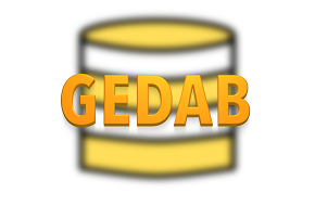 Schriftzug "GEDAB" mit Datenbanksymbol