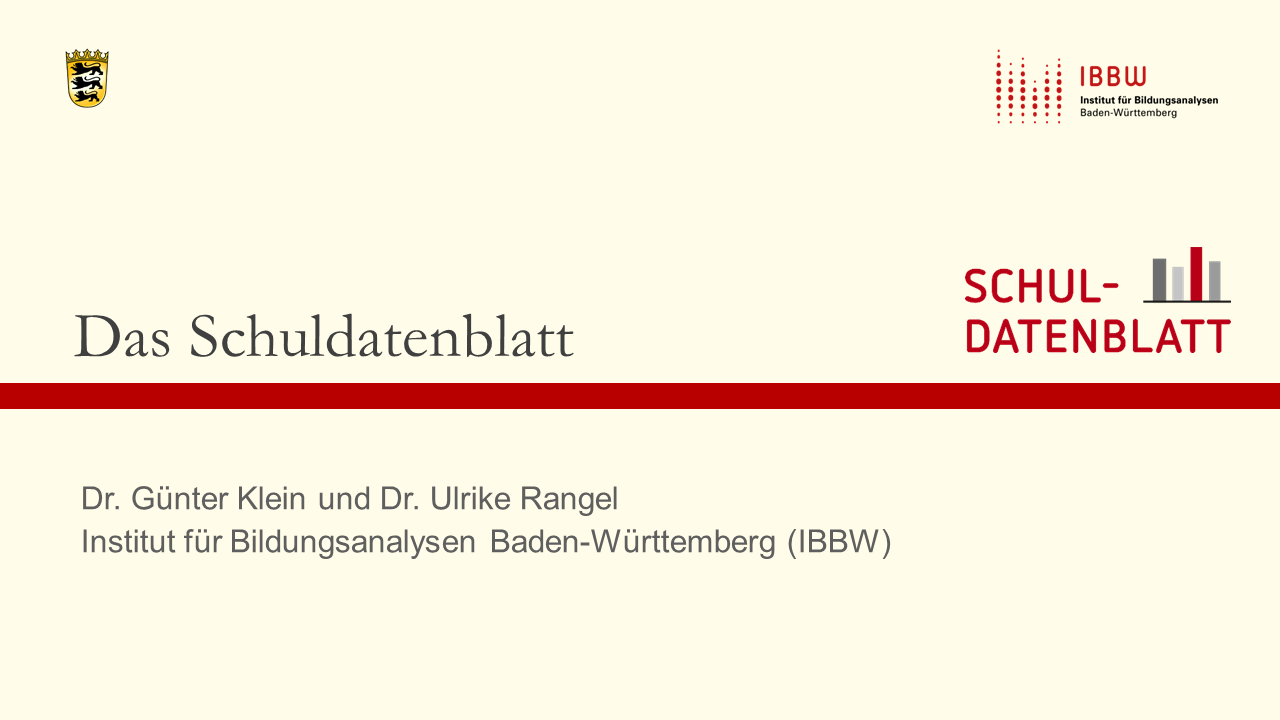 Im Videobeitrag stellen Dr. Günter Klein und Dr. Ulrike Rangel Zielsetzungen, Hintergründe und wesentliche Elemente des Schuldatenblatts vor.